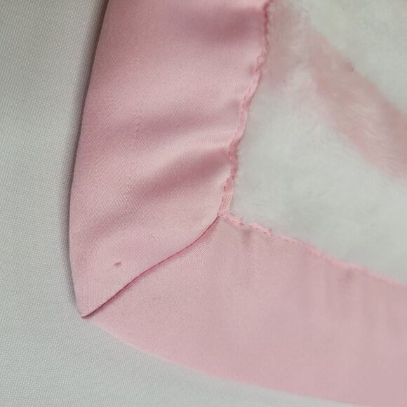 2018 Gymboree Plush Baby Security Blanket Pink White Stripes Satin Trim 30”x30” - Picture 5 of 12
